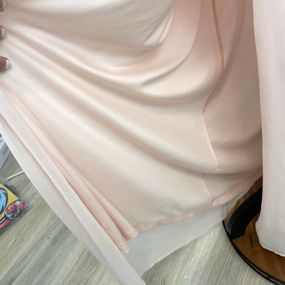 Bill Levkoff Shell Pink Chiffon Sleeveless A Line Dress Style 7140 Size 6 New - Picture 8 of 16
